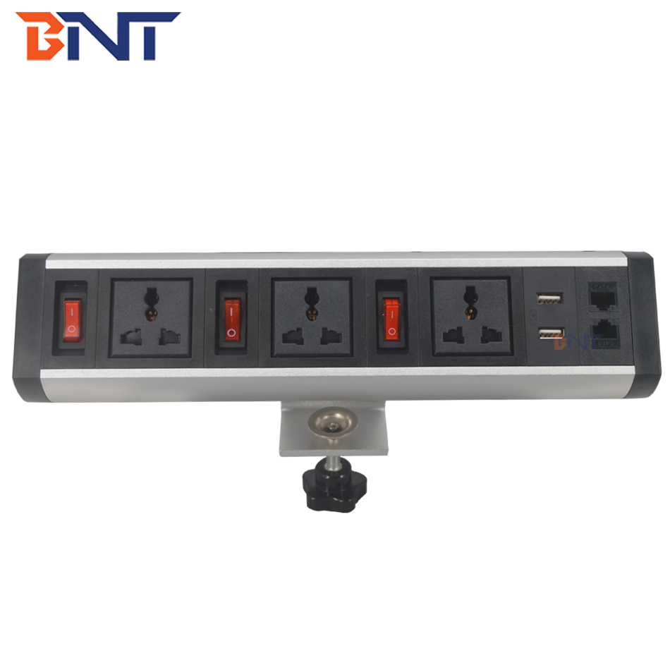 BNT manufactured product retractable power sockets clamped on table socket outlet with CE approved