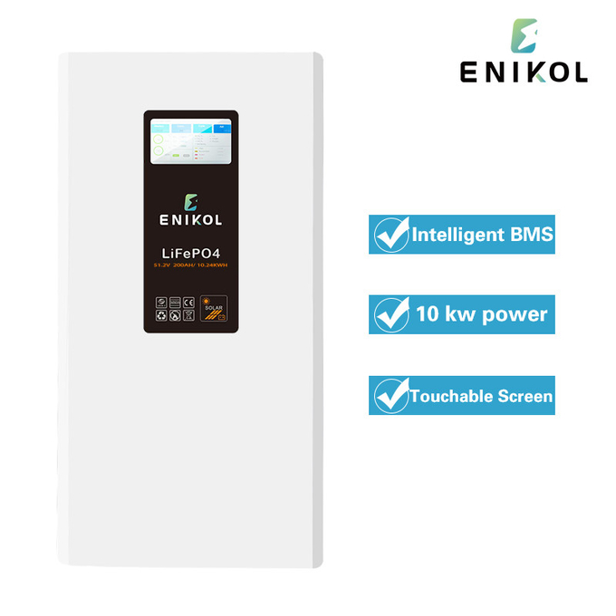 10KWH Long Life 48V Solar Battery 7-inch Touchable Screen 51.2V 200AH LiFePO4 Battery