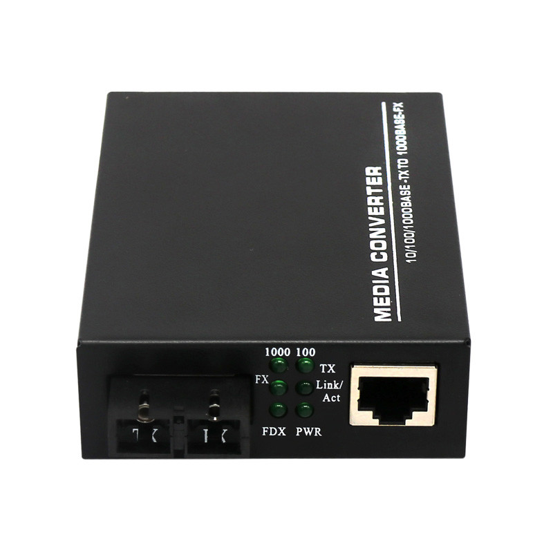 10/100/1000Mbps Fiber media converter SM Duplex SC 20km with DC power