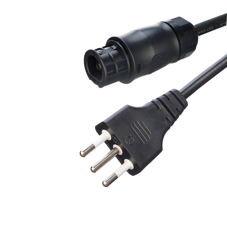 Black 16awg BC01 and 220v 10m Solar Extension Cable IMQ Standard 3 Prong US Power Cord Oxygen Free Bared Stranded Copper