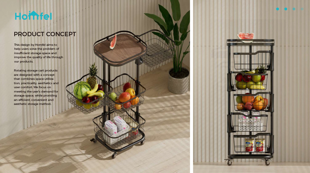 Rotating Storage Organizer Household Utility Cart Multifunctional Rolling Cart