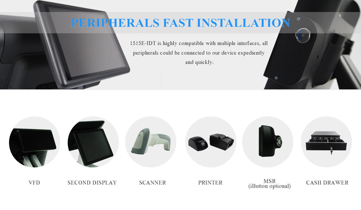 True Flat 15 Inch Touch Screen POS System 1024*768