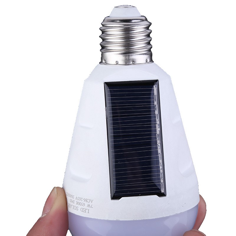 led solar bulb rechargeable emergency light E27 IP65 6000K AC85-265V
