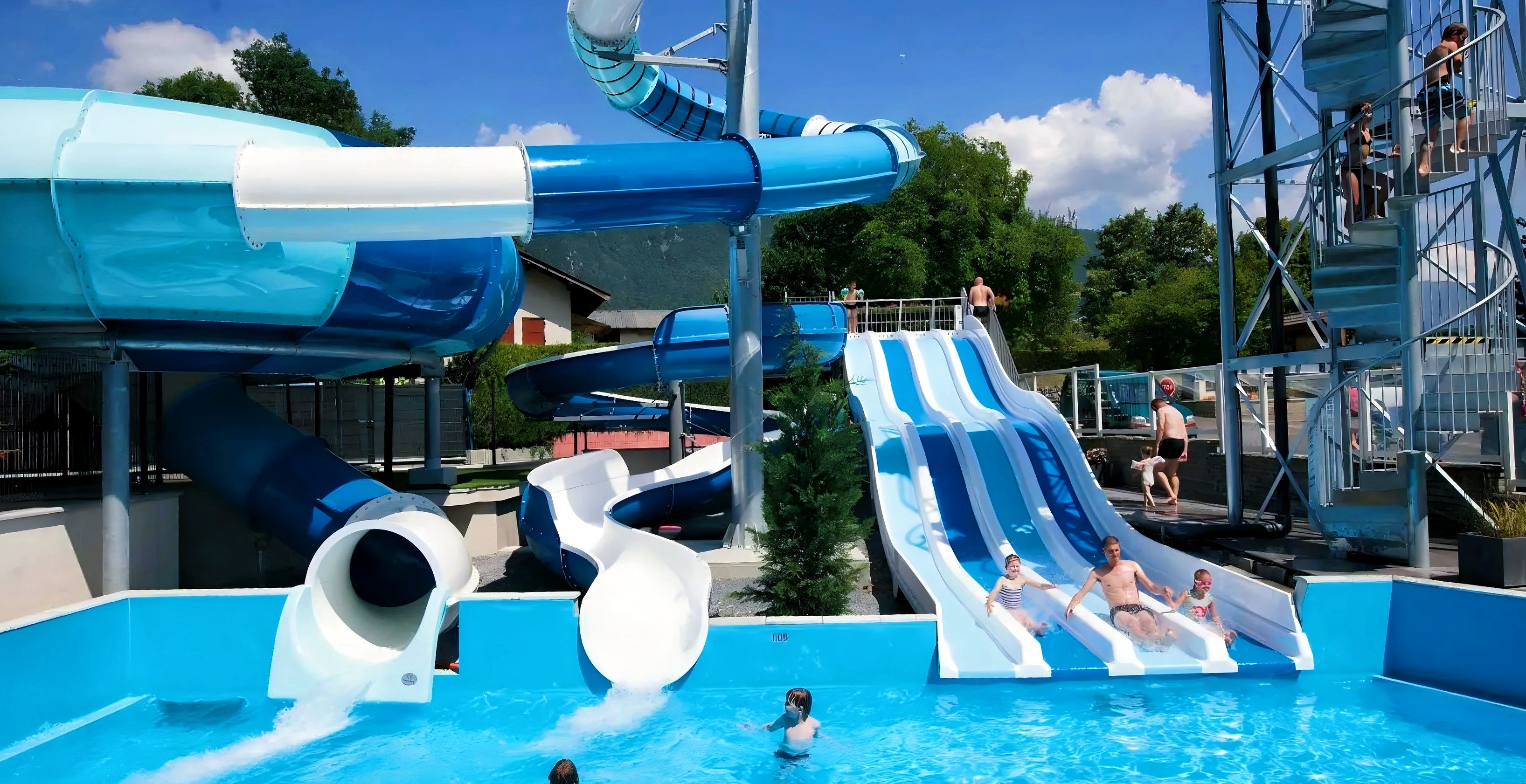 Hot Dipped Galvanized Steel Fiberglass Water Slide For Aqua Park