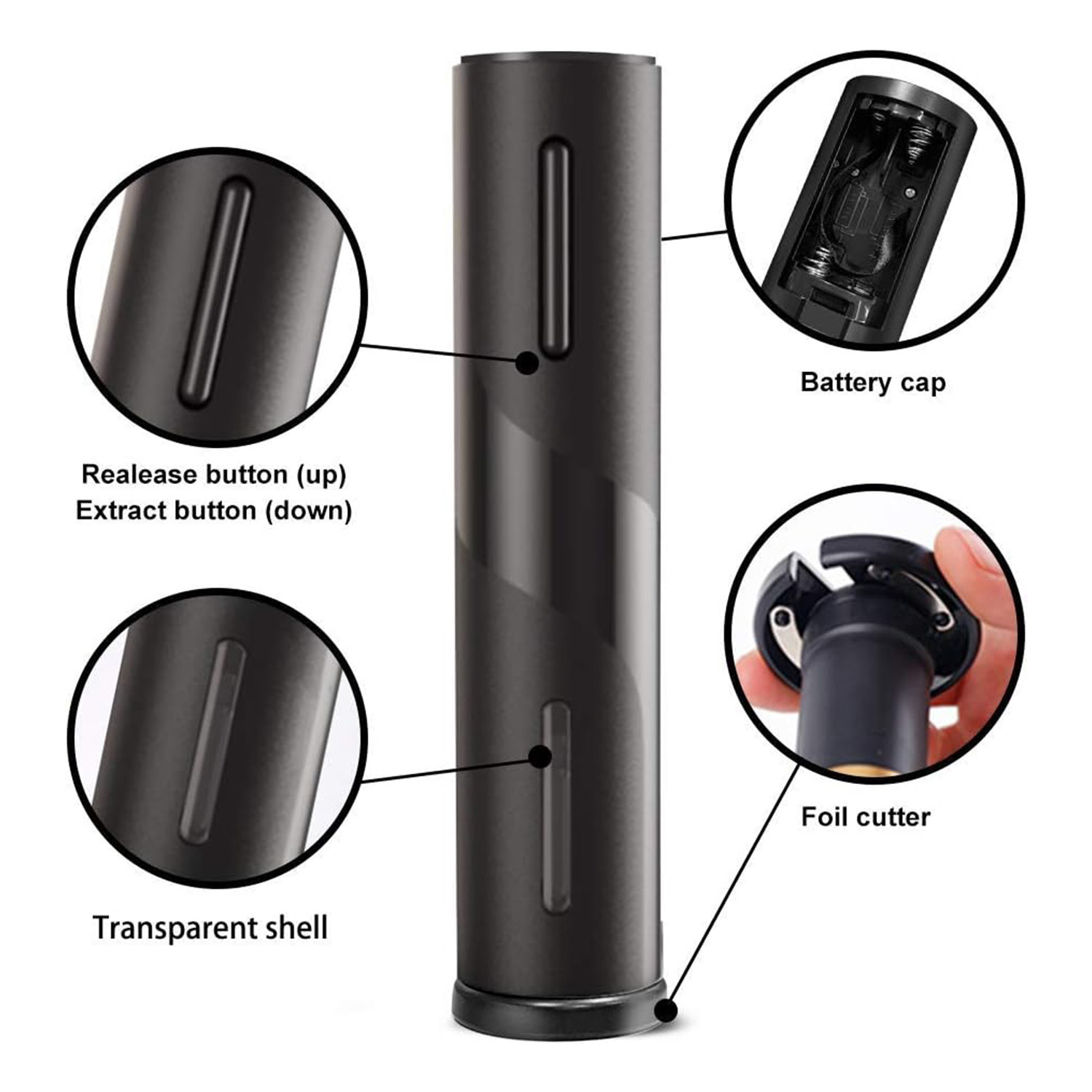 4 In 1 Electric Corkscrew Set With Foil Cutter Vacuum Cap Spout For Kitchen Home Bar
