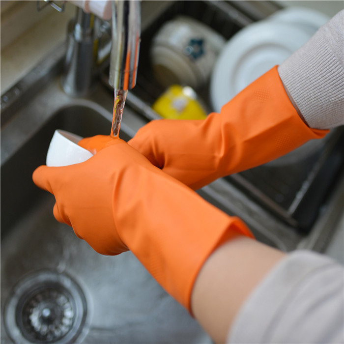 Anti Oil Waterproof Reusable 300mm Household Latex Gloves