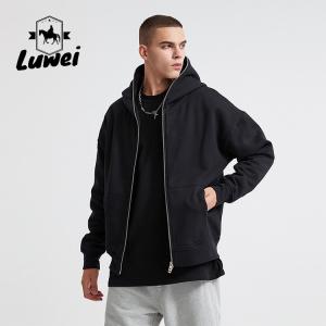 China Zip Plain Street Wear Hoodie Men Slim Heavyweight Cotton Sweatshirt wholesale