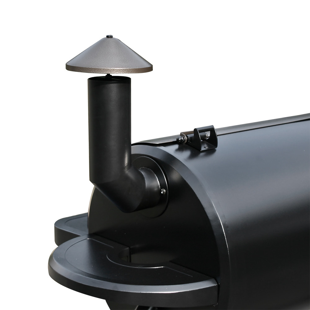Barbecue Metal Wood Pellet Smoker Grill with Trolley Cart for Backyard Cooking