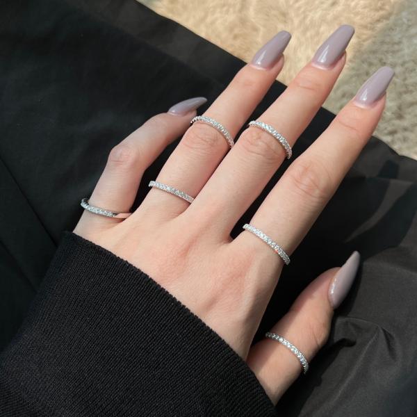 12# 13# 14# Stainless Gold Rings Luxury Silver Moissanite Ring