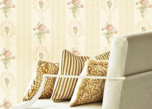 China Concise European Flower Strippable Living Room Wallpaper With Vertical Striped wholesale