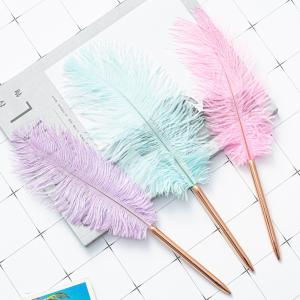 China Colorful Feather Ball Point Pen Metal Creative Gift Ballpoint Pens For Office School wholesale