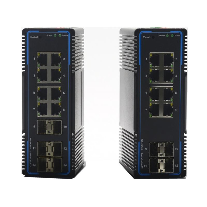 10/100/1000M Managed Industrial SFP Switch 8 UTP Port SNMP / Telnet / WEB Managed