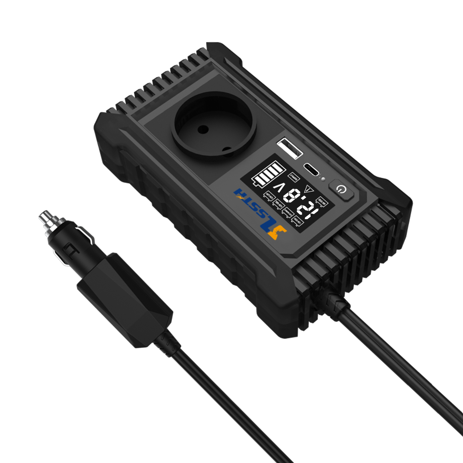SZSSTH Inversor EU USA Universal Socket GaN PD Fast Charger Car Power Inverter 12V 220V 2 AC Outlets USB 150W Car Inverter