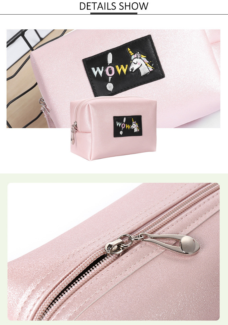 Custom Printed L17*D9*H11Cm Blank Zipper PU Cosmetic Bag