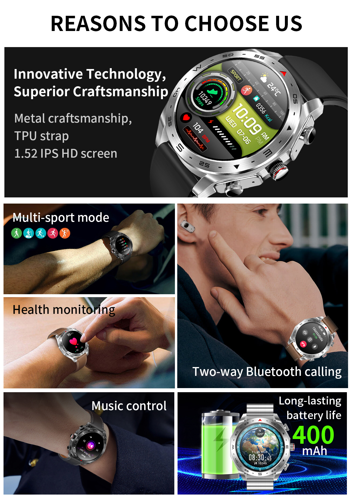 IPS Screen TWS Smart Watch Wireless Earbuds And Calories Tracker Smartwatch 2 In 1 Earphone