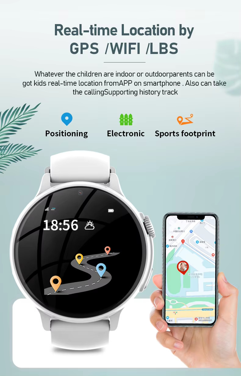 Waterproof APP Control Childrens Tracker Watch GPS WIFI LBS 600mAh