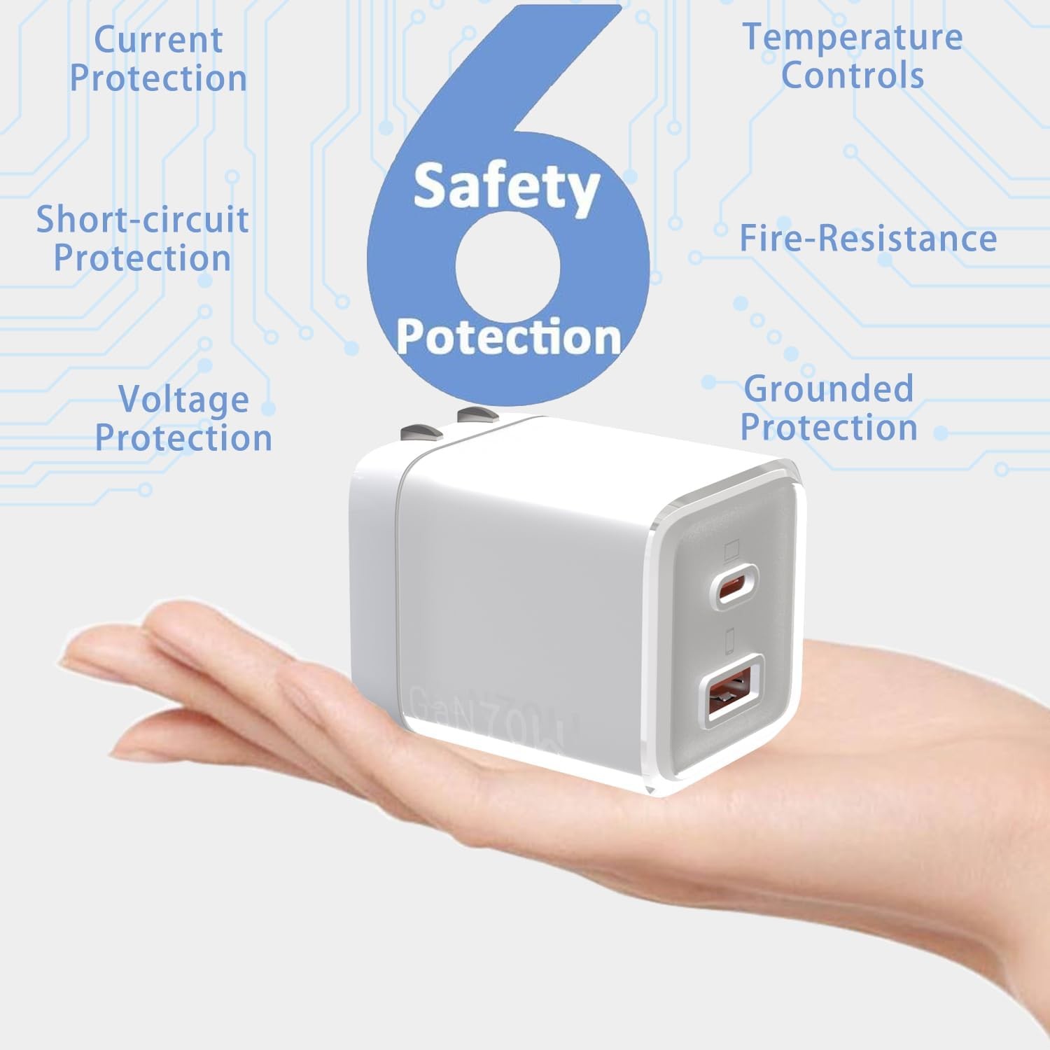 A+C Mini QC 3.0 PD 70W GaN Fast Charger For Phone Charger Type C Charger