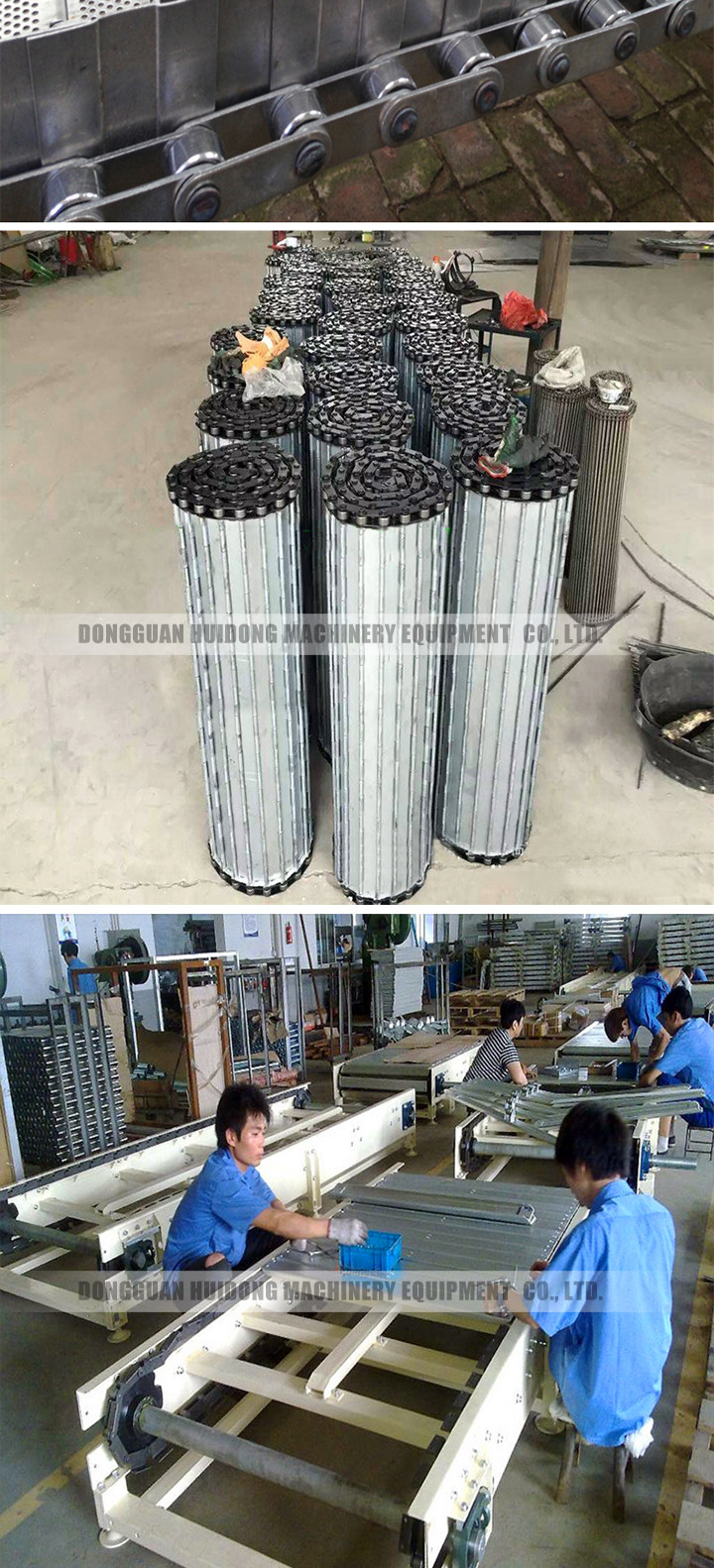Fire Resistant Roller Track Conveyor , Collapsible Roller Conveyor With SS Wire Mesh Chain Link Plate