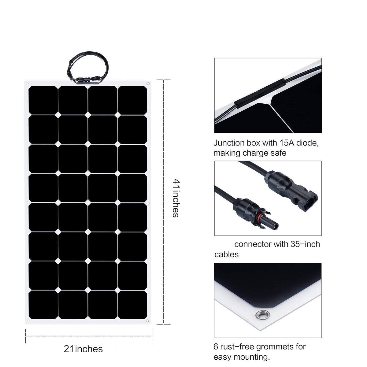 Flexible Rooftop Solar Panels 100W 150W 160W Solar Panel 1050*540*25mm