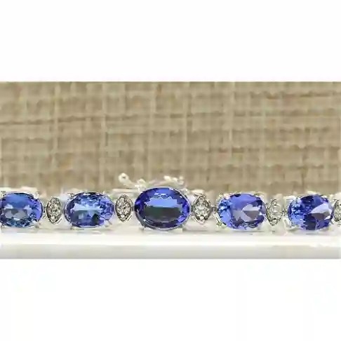 Adjustable ANGARA Natural Tanzanite Bracelet for Women Girls 14K White Gold
