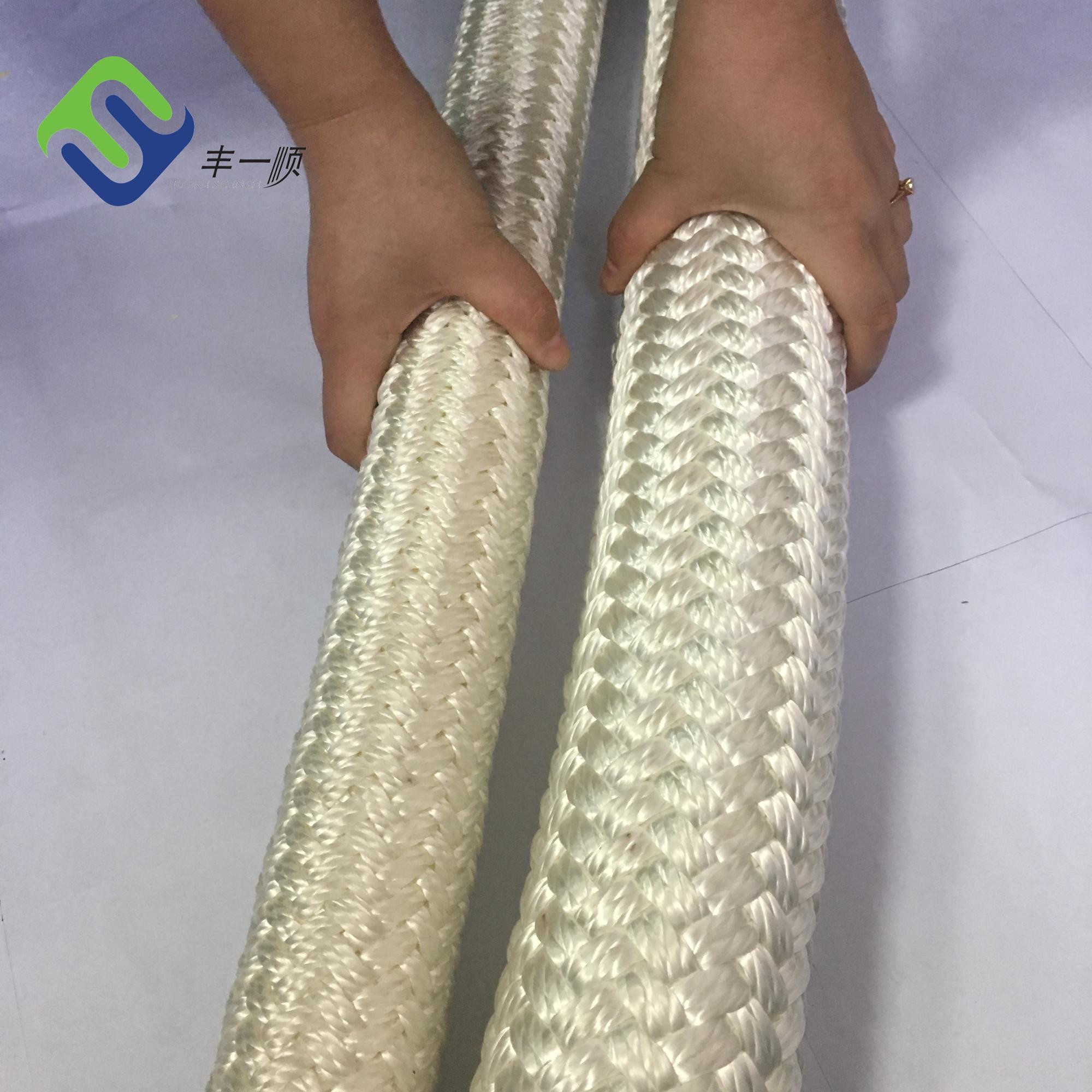 64mm White Nylon Rope Double Braided Marine Rope For Mooring Boats