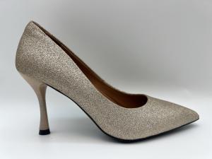 China lt Gold Glitter Womens Shoes 3 Inch Stiletto Closed Toe High Heel wholesale