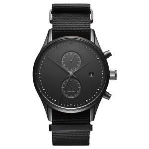 China Black nylon strap chronograph quartz stainless steel watch water resistant wholesale
