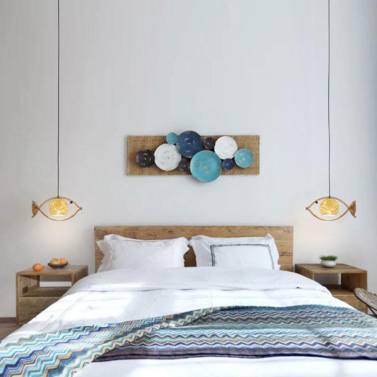 Fish Shaped Rattan Woven Hotel Bar Lamp Creative Chinese Style Retro lamp(WH-VP-210)