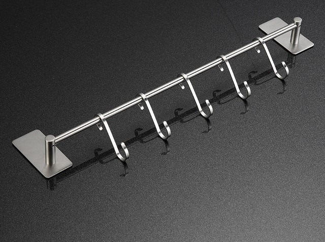 Custom Towel Hanger Hook Wall Rail Stainless Steel Kitchen Rail Hook Removable 5 Hook