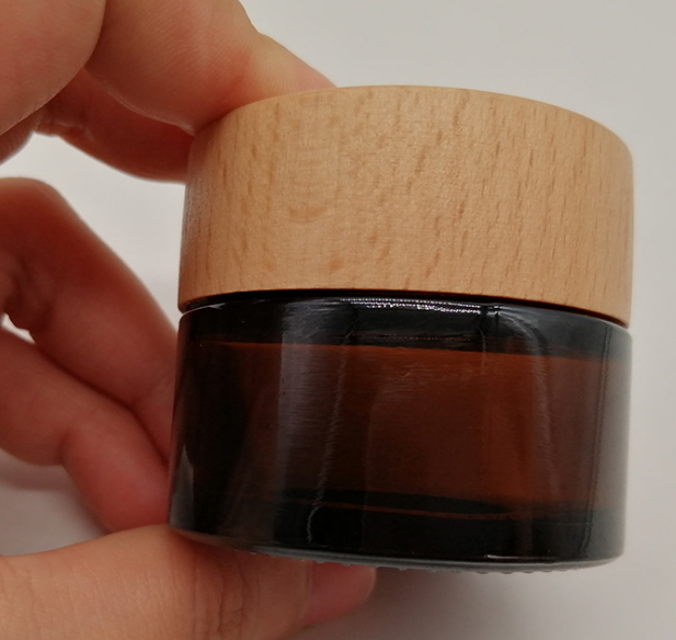 50g Face Cream Recycled Cosmetic Glass Jar With Bamboo Cap