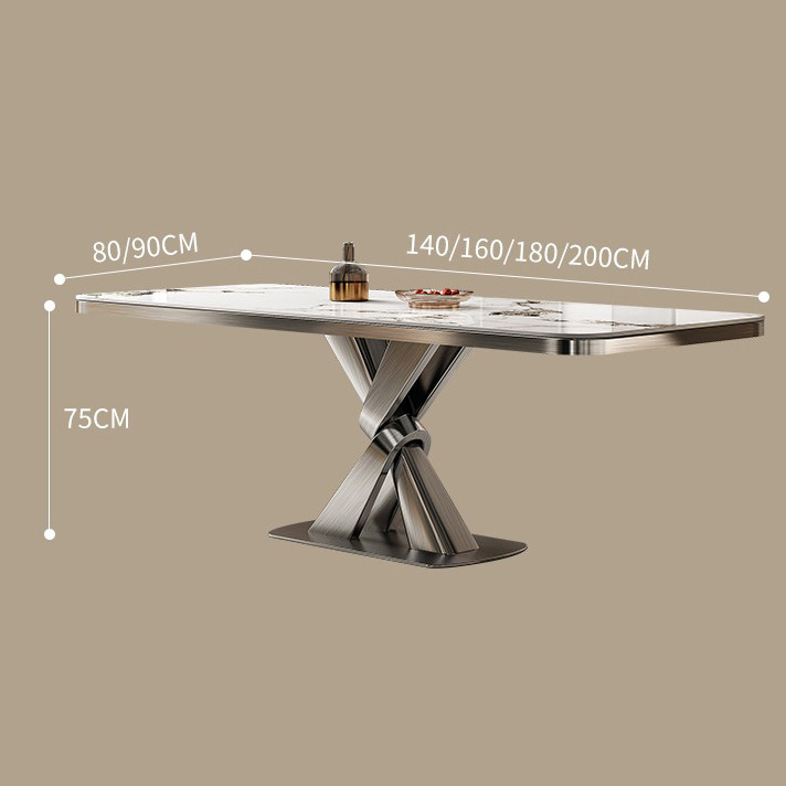 Luxury Stainless Steel Marble Square Dining Room Tables Length 1.8M