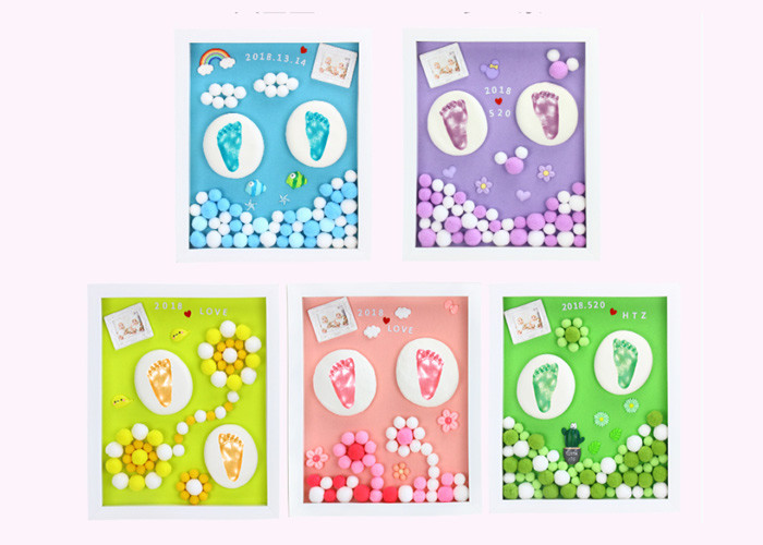 Pine Wood Baby Memory Box , Permanent Diy Hand And Foot Print Mud / Baby Hair Souvenir