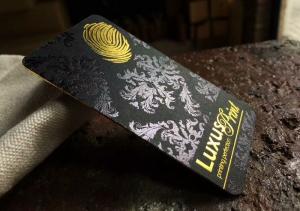 China Gold Foil Stamped Black Premium Business Cards , Rounded Corner Business Cards wholesale