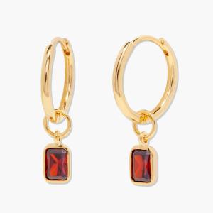 China 5mm 2.5inches Copper Earrings Mackenzie Birthstone Hoops Rhodium Plated wholesale