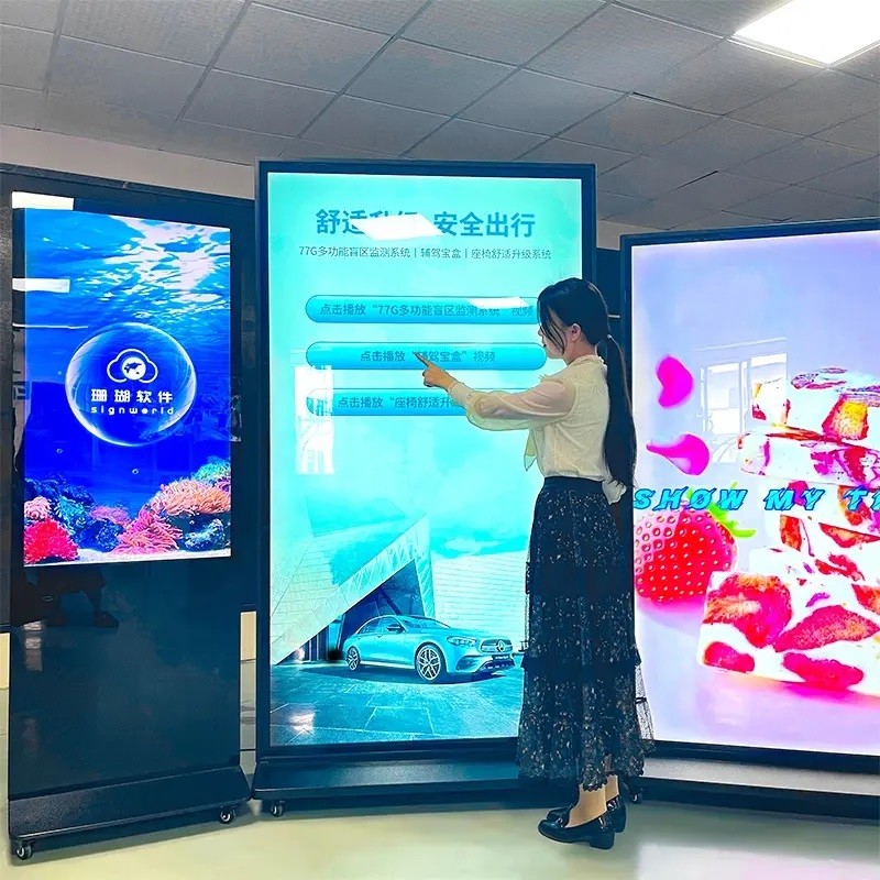 Full Screen 75inch Digital Signage Display , Floor Standing LCD Advertising Kiosk