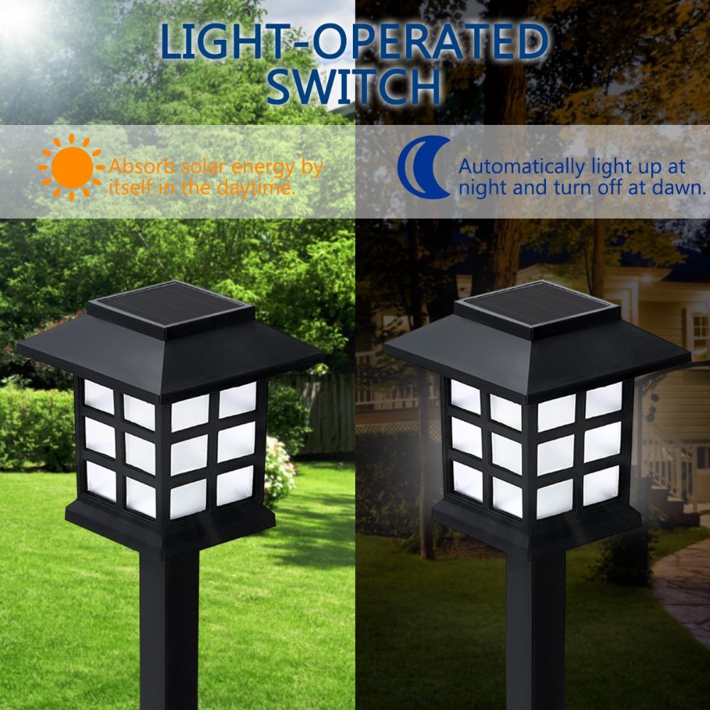 2700K 3 Colors Auto On Solar Lantern Path Lights ABS Solar Walkway Lamps