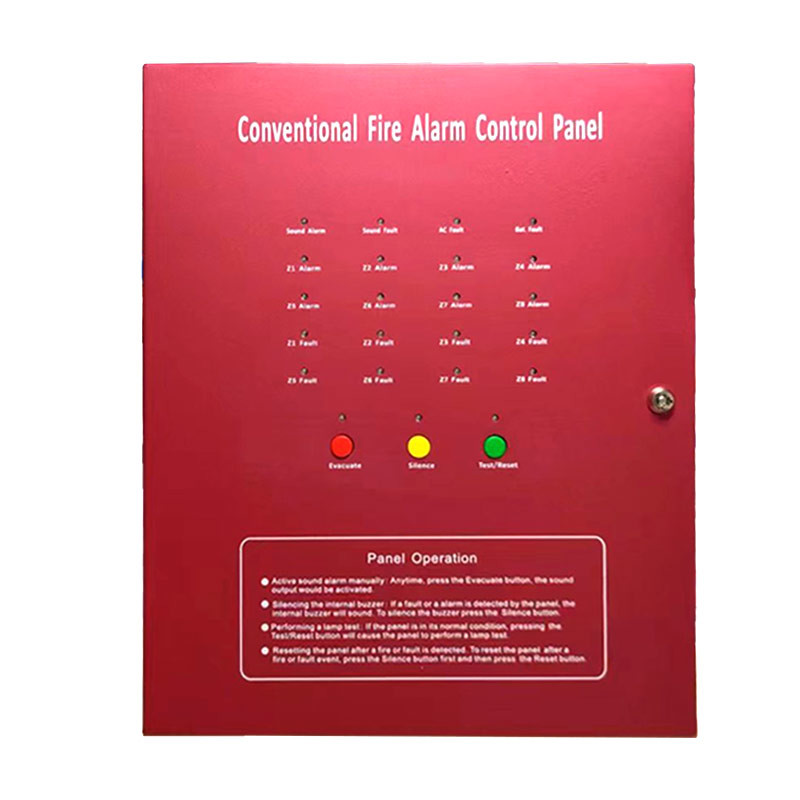 8 Zone Conventional Fire Alarm Controller Red For Fire Safety Alarm System