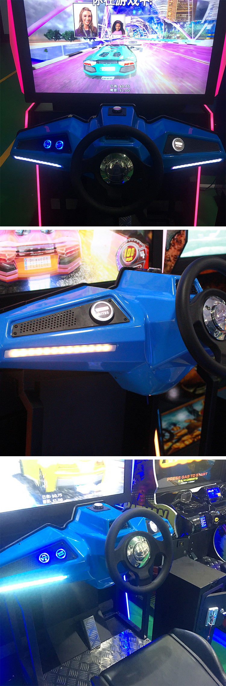 350W 110V Car Racing Arcade Game Machine For Kids 5 ~ 12 Years Old