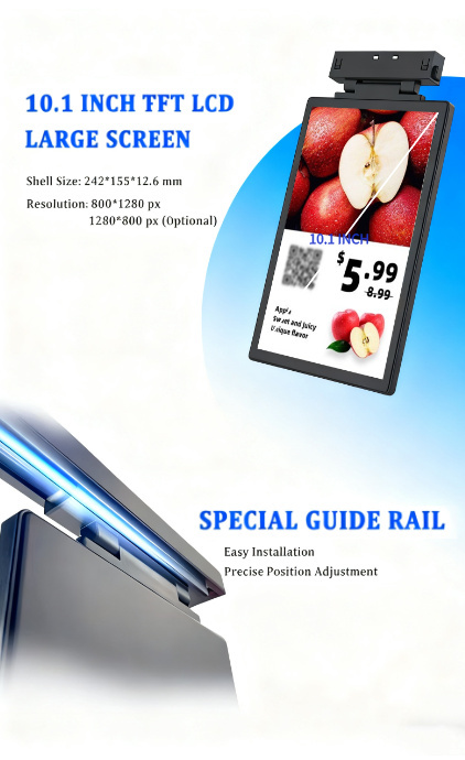 10.1 Inch LCD Electronic Shelf Label with 200-220cd/m² Brightness and 1280x800 Resolution Digital Price Tag