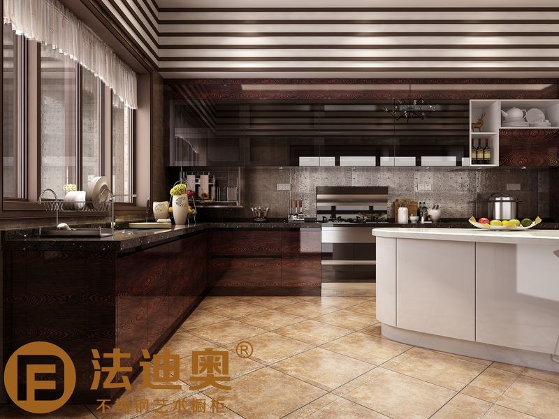 Fadior Modern Kitchen Cabinet Dark Wood Elegance With A Butterfly Island Design