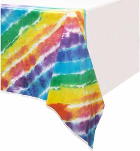 China Water Resistant Disposable Plastic Tablecloths , Rainbow Design 54x108 Tablecloth wholesale