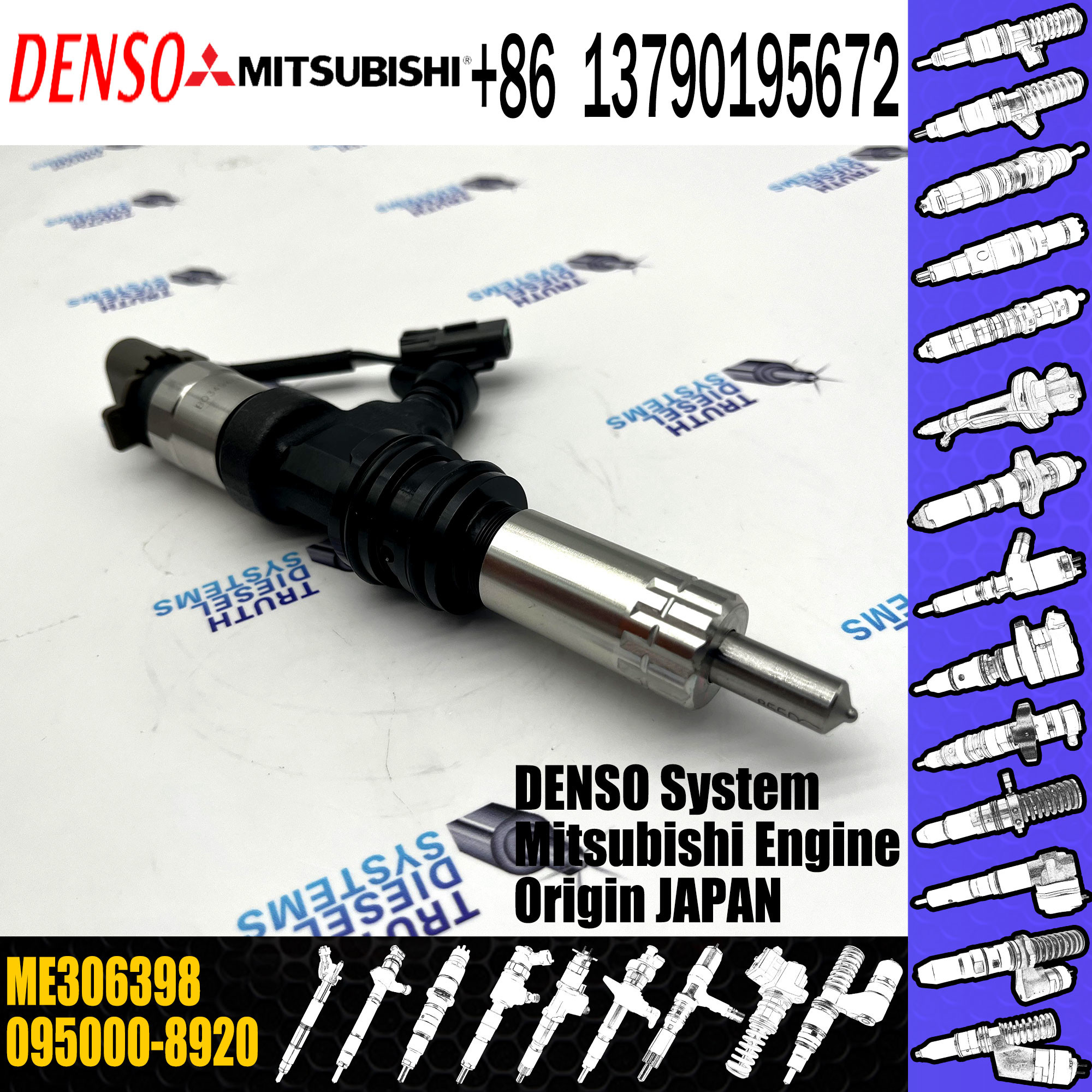 Diesel Injector 095000-8290 Common Rail Injector ME306398 for Mitsubishi 6M60
