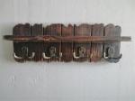 15.75 Inch, 4 Pieces Double Metal Hooks, Wood Wall-Mounted Coat Rack