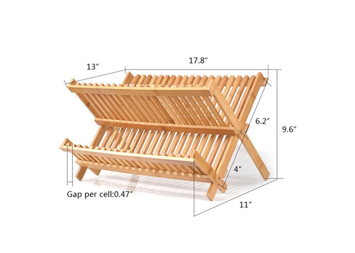 Factory direct sell bamboo plate drying rack wood dish racks kitchen