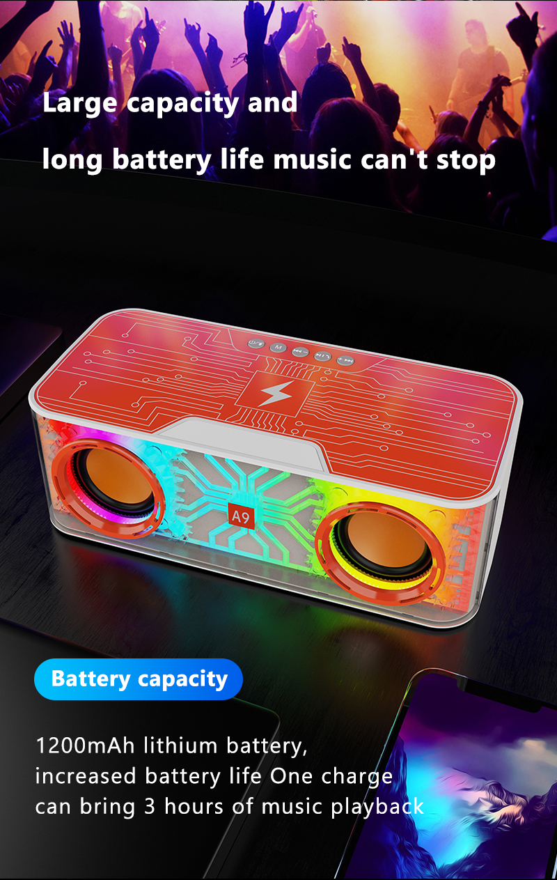 Outdoor Portable Mini Speaker Wireless LED Light BT Speaker with Speaker Set Type