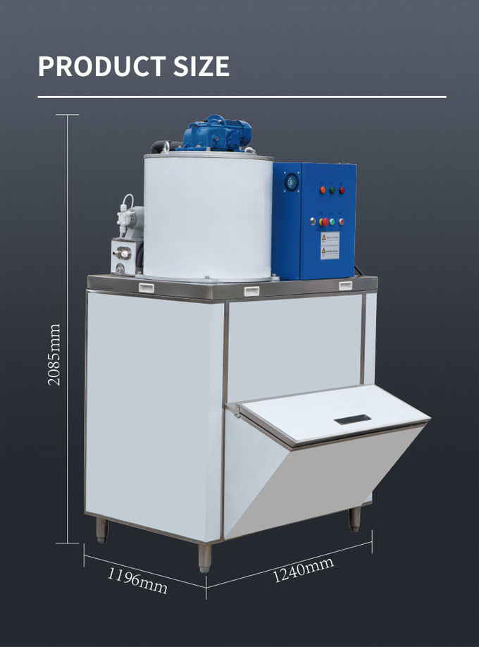 300kg/24h Seawater Flake Ice Machine Commercial Stainless Steel Frozen Snow Cone Maker