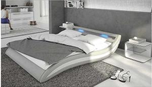 China Modern Style LED Light Leature Upholstered Bed For Bedroom wholesale