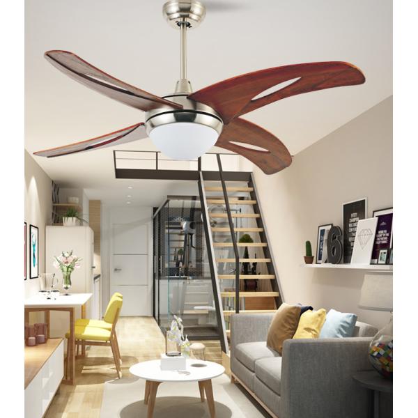 Remote Control Solid Wood Ceiling Fan 4 Blades For Living Room