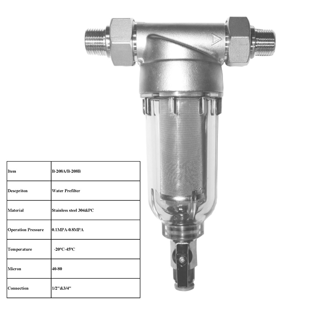 Stainless steel Prefilter House Water Filtration System backwash filter Purifier Filter Home RO faucet