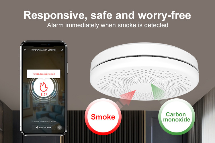 Tuya Smart Smoke Carbon Monoxide Detector Wireless Smoke Alarm CO Alarm